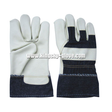 Light Color Full Palm Furniture Leather Work Glove-4027